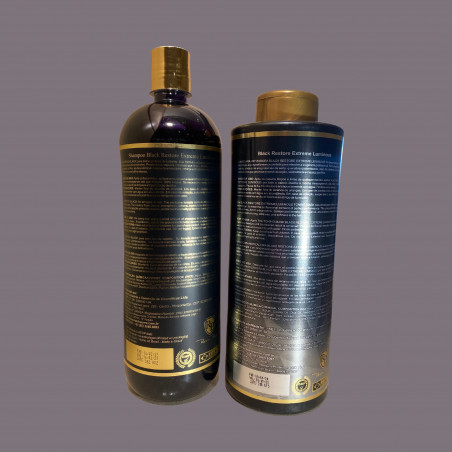 Kit shampooing & patine fortifiante Toner Black Robson Peluquero 2 x 1 L (verso, fond argent)