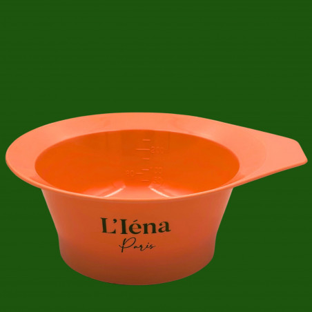 Bol doseur rose Iéna pour lissage et coloration L'Iéna Paris avec mesure de volume (fond vert Iéna)