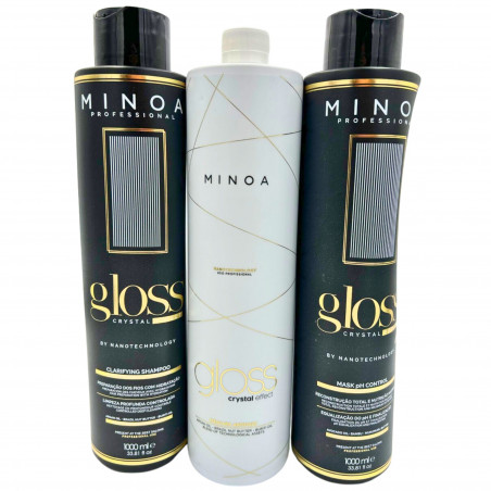 Kit lissage protéine Gloss Crystal Effect Minoa 3 x 1 L