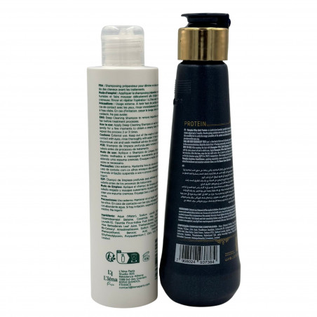 Mini-kit lissage protéine Arginina Vitta Gold 200 ml + shampooing préparateur La Genèse L'Iéna Paris 200 ml (verso 1)