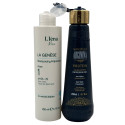 Mini-kit lissage protéine Arginina Vitta Gold 200 ml + shampooing préparateur La Genèse L'Iéna Paris 200 ml (ouverts)