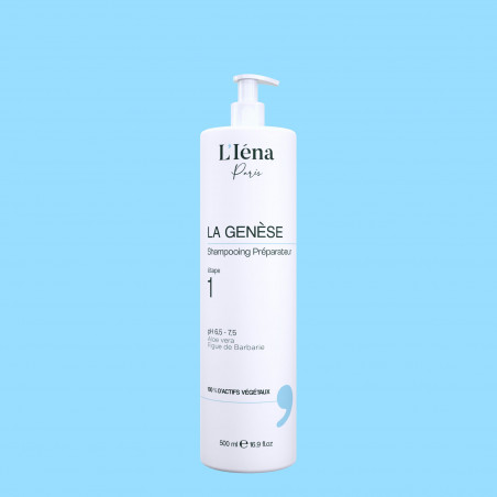 Shampooing préparateur étape 1 La Genèse™ L'Iéna Paris 500 ml (fond bleu clair)