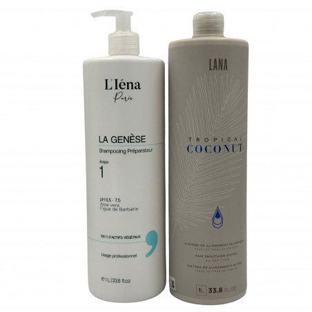 Kit lissage organique Tropical Coconut Lana + shampooing préparateur L'Iéna 2 x 1 L