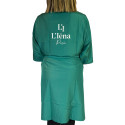 Kimono vert polyester L'Iéna Paris (modèle, dos)