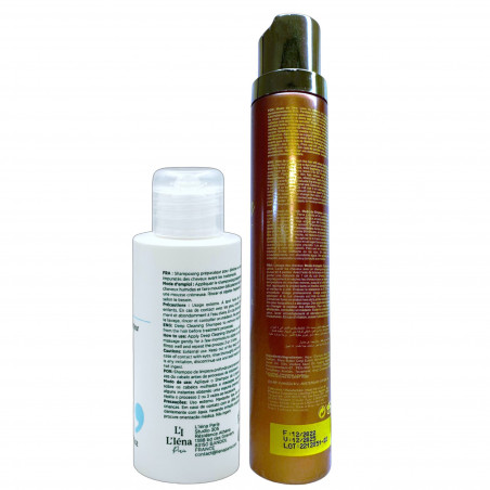 Mini-kit lissage indien Lisa Indian Deby Hair 120 ml + shampooing préparateur La Genèse L'Iéna 100 ml (verso 1)