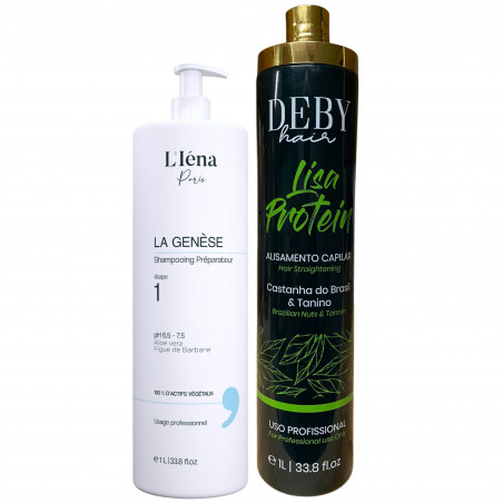 Kit lissage tanin Lisa Protein Deby Hair + shampooing préparateur La Genèse L'Iéna 2 x 1 L