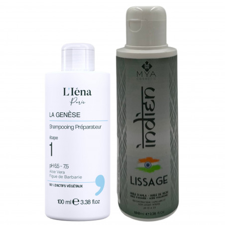 Mini-kit lissage indien Mya + shampooing préparateur N° 1 La Genèse L'Iéna Paris 2 x 100 ml