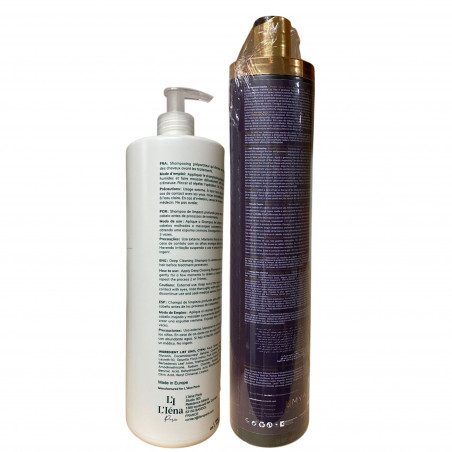 Kit Lissage tanin Purple Tanino Mya + shampooing préparateur N° 1 La Genèse L'Iéna Paris 2 x 1 L (verso 1)
