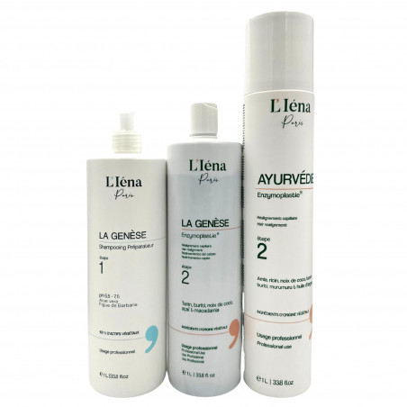 Kit lissages La Genèse™ & Ayurvédie Enzymoplastie L'Iéna Paris + shampooing préparateur 3 x 1 L