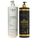 Kit Lissage Indien Gloss Brillance Miroité Queen Care Dona Indiana + shampooing L'Iéna 2 x 1 L (face)