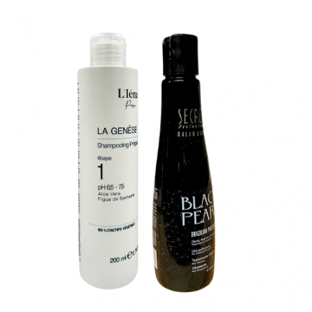 Kit lissage protéine Black Pearl Secrets + shampooing L'Iéna 2 x 200 ml (3/4 face)