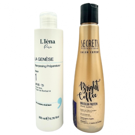 Kit lissage protéine Bright Coffee Secrets + shampooing L'Iéna 2 x 200 ml