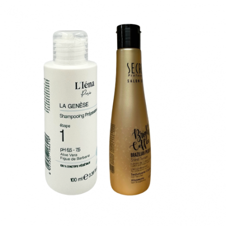 Kit lissage protéine Bright Coffee Secrets + shampooing L'Iéna 2 x 100 ml (3/4 face)