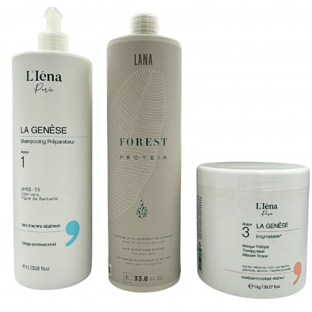 Kit lissage organique Forest Protein Lana + shampooing + masque La Genèse™ L'Iéna Paris 3 produits