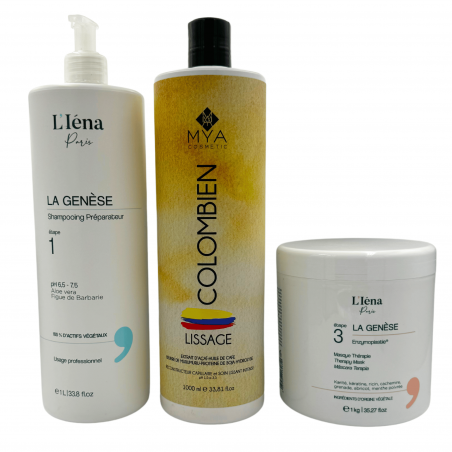 Kit Lissage Colombien Mya + shampooing & masque L'Iéna 3 produits