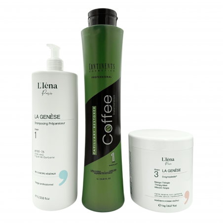 Kit lissage définitif Coffee Instantaneous Continents + shampooing & masque L'Iéna 3 produits