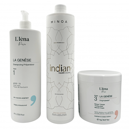 Kit Lissage indien Indian Minoa + shampooing  & masque L'Iéna 3 produits