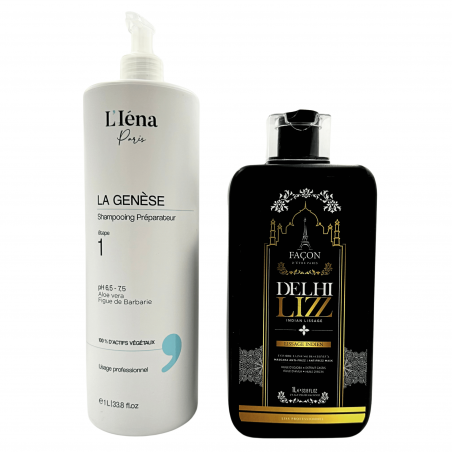 Kit Lissage indien Delhi Lizz New Delhi Lissage + shampooing L'Iéna 2 x 1 L