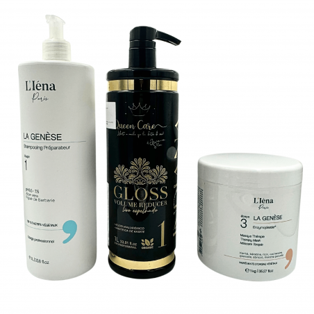 Kit Lissage Indien Gloss Brillance Miroité Queen Care Dona Indiana + shampooing & masque L'Iéna 3 produits