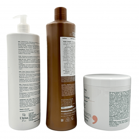 Kit Lissage brésilien Ecokeratin N° 2 Brasil Cacau Cadiveu + shampooing & masque L'Iéna 3 produits (verso 1)