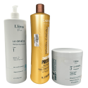 Kit lissage brésilien Smoothing Protein Brasil Cacau Cadiveu + shampooing & masque L'Iéna 3 produits (3/4 face)