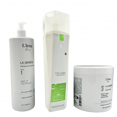 Kit lissage Collagen Bio Cococnut Honma Tokyo + shampooing & masque L'Iéna 3 produits (3/4 face)