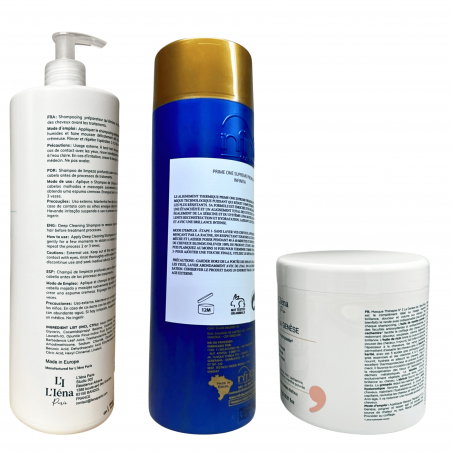 Kit lissage Prime One Supreme Premium Infinitá + shampooing & masque L'Iéna 3 produits (verso 1)