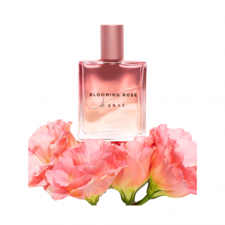 Parfum Capillaire Blooming Rose Braé 50 ml (recto avec fleurs)