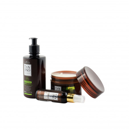 Kit premium Scalp Treatment Tanino Therapy Salvatore shampooing + masque (ouvert) + huiles essentielles E