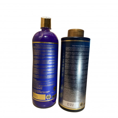 Kit shampooing & patine fortifiante Toner Blue Robson Peluquero 2 x 1 L (fond verso)