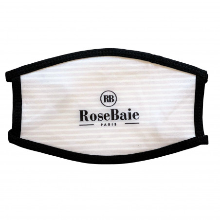 Masque de protection lavable RoseBaie rayé gris & blanc