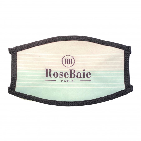 Masque de protection lavable RoseBaie rayé gris & blanc / vert & blanc