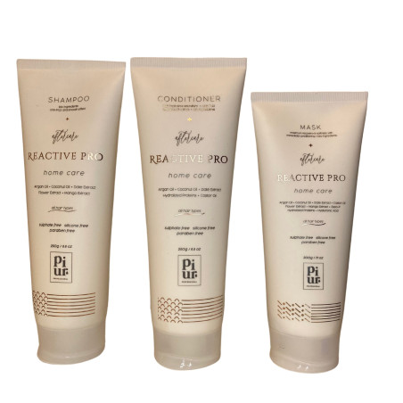 Kit revitalisant sans sulfate Reactive Pro Piur 3 produits : shampooing + après-shampooing + masque