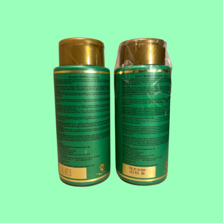 Kit shampooing & patine Green Home Care Robson Peluquero 2 x 300 ml (fond vert, verso)