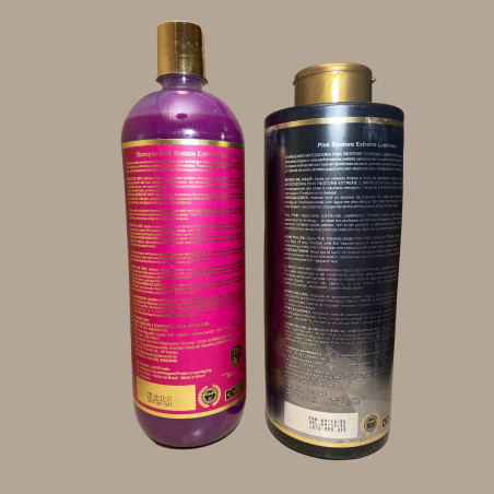 Kit shampooing & patine fortifiante Toner Pink Robson Peluquero 2 x 1 L (fond champagne, verso)