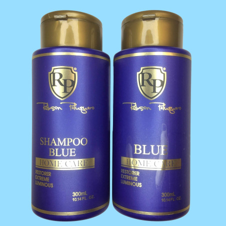Kit shampooing & patine Blue Home Care de Robson Peluquero 2 x 300 ml (fond bleu)