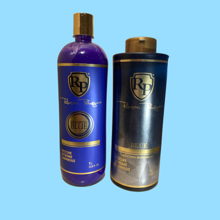 Kit shampooing & patine fortifiante Toner Blue Robson Peluquero 2 x 1 L (fond bleu)