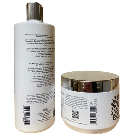 Kit d'entretien de lissage Kératine X Caviar RoseBaie 2 x 500 ml shampooing + masque (verso 1, EAN)