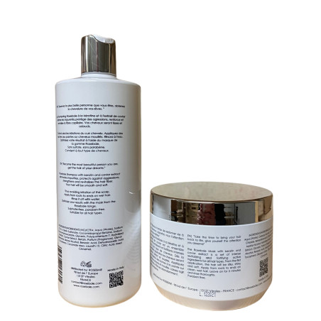 Kit d'entretien de lissage Kératine X Caviar RoseBaie 2 x 500 ml shampooing  + masque (verso 2)