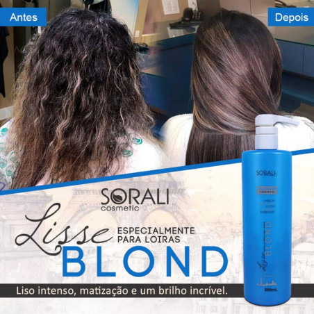 Lissage brésilien protéine Blond Lisse Paris Sorali 500 ml (avant/après 2)