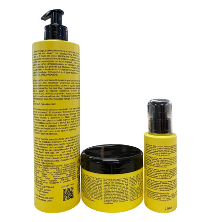 Kit botox shampooing sérum kératine et huile de coco RoseBaie 3 produits (verso)