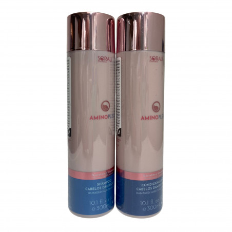 Mini-kit shampooing & après-shampooing Amino Plex Sorali 2 x 300 ml (3/4 face)