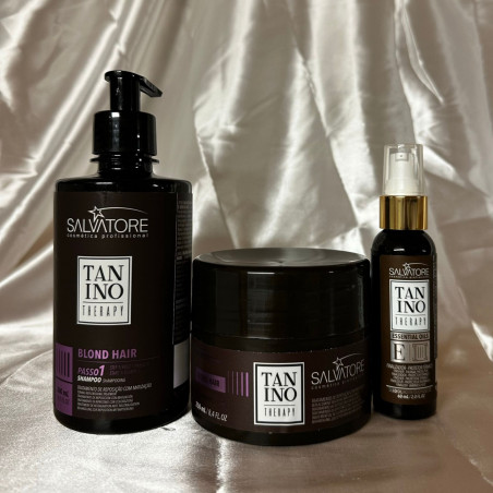 Kit Premium Blond Treatment Tanino Therapy Salvatore shampooing + masque + huiles essentielles E (fond argent)