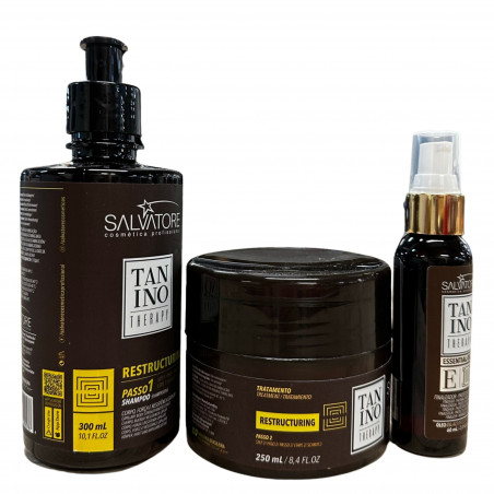Kit Restructuring Tanino Therapy Salvatore shampooing + masque + huiles essentielles E (3/4 face)
