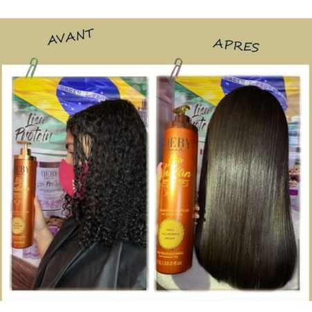Lissage indien Lisa Indian Deby Hair (avant Vs. après, vue 1)