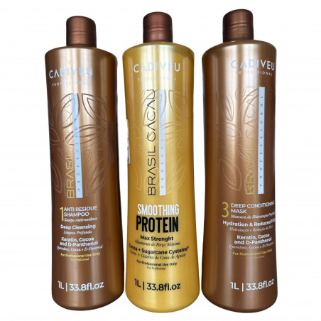 Kit lissage brésilien Smoothing Protein Brasil Cacau Cadiveu 3 x 1 L