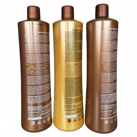 Kit lissage brésilien Smoothing Protein Brasil Cacau Cadiveu 3 x 1 L (verso 1, droit)