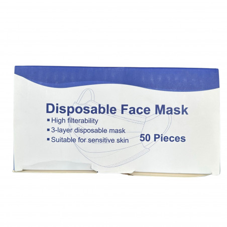 Masque de protection 3 plis norme CE, boîte de 50