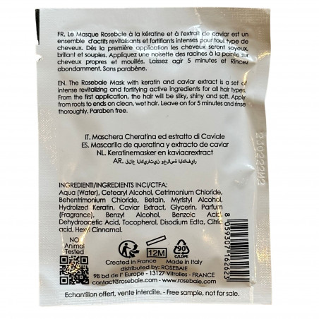 Masque Kératine X Caviar RoseBaie 20 ml (verso)